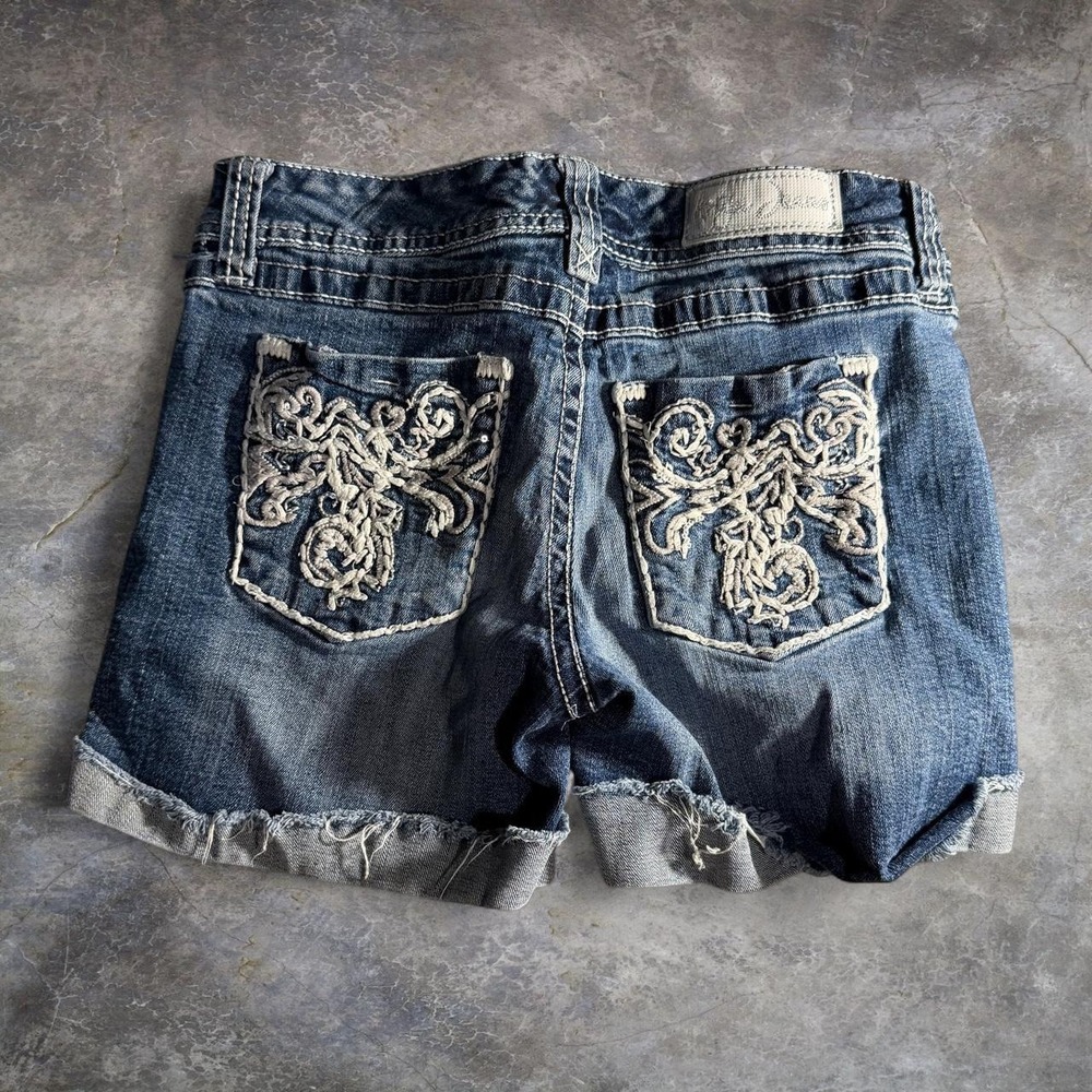 Y2K Ariya Jeans denim shorts Embroidered Cross Pocket Denim Shorts Size 5/5